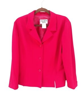 Plaza South Petite Red 2 Piece Blazer Pencil Skirt Suit Career Set